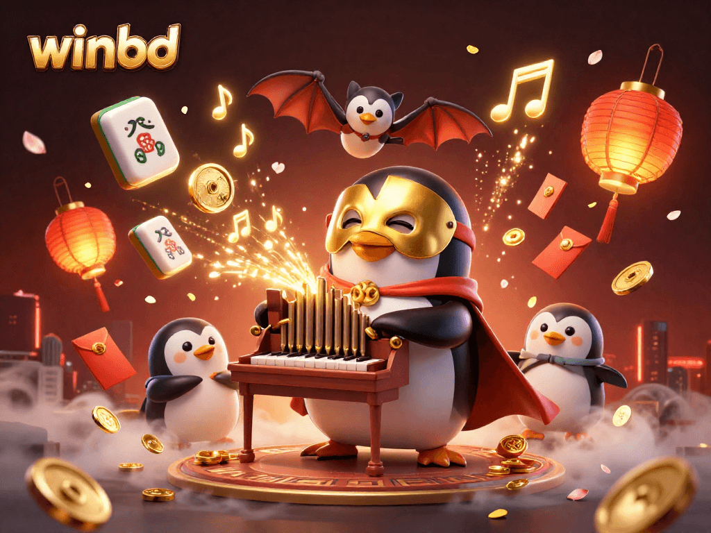 Experience the excitement of winbd with a 3D phantom opera penguin bringing luck and entertainment to players.