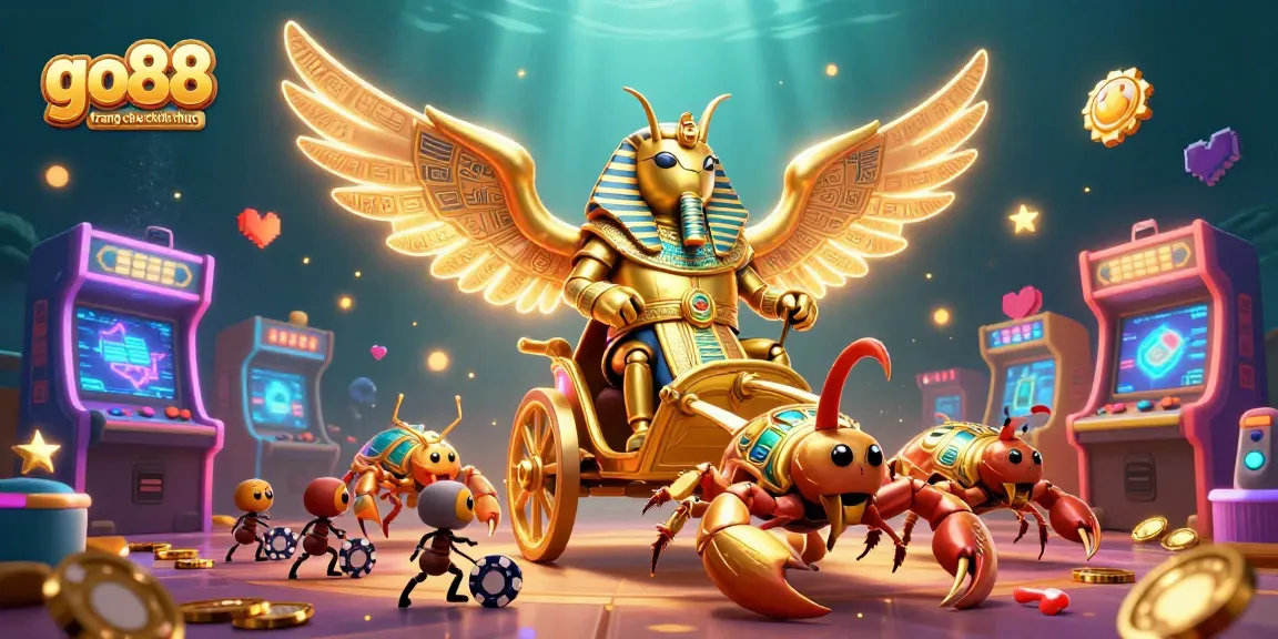 Engage with go88 trang chu chinh thuc through a dynamic casino adventure featuring a golden scarab.