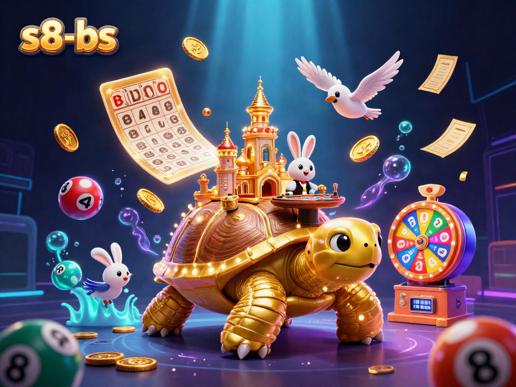 Experience exciting gameplay with the giant tortoise casino scene in s8-bs, featuring a rabbit dealer and dynamic lottery elements.