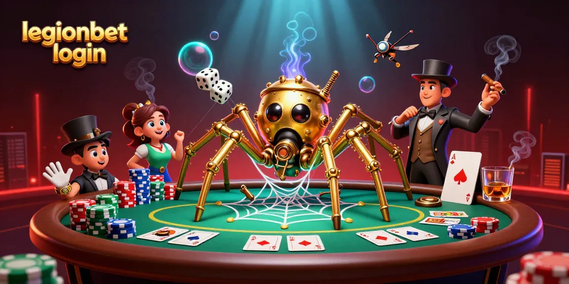 Engage with legionbet login to experience thrilling casino games featuring a steampunk spider and poker elements.