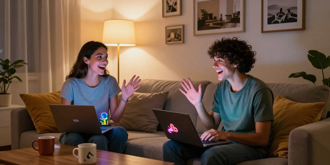 Engaging virtual conversation in cozy setting emphasizing ai porn chat.