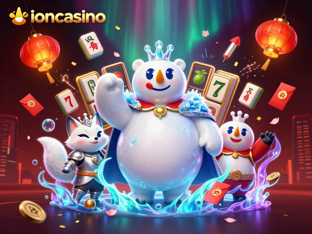 Experience exclusive gaming excitement with ioncasino's vibrant 3D scene featuring a polar bear and fox.