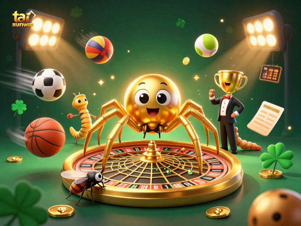 Experience the thrill of tai sunwin with a vibrant 3D casino scene full of action and excitement.