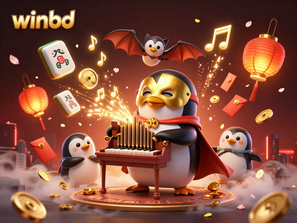 Experience the excitement of winbd with a 3D phantom opera penguin bringing luck and entertainment to players.