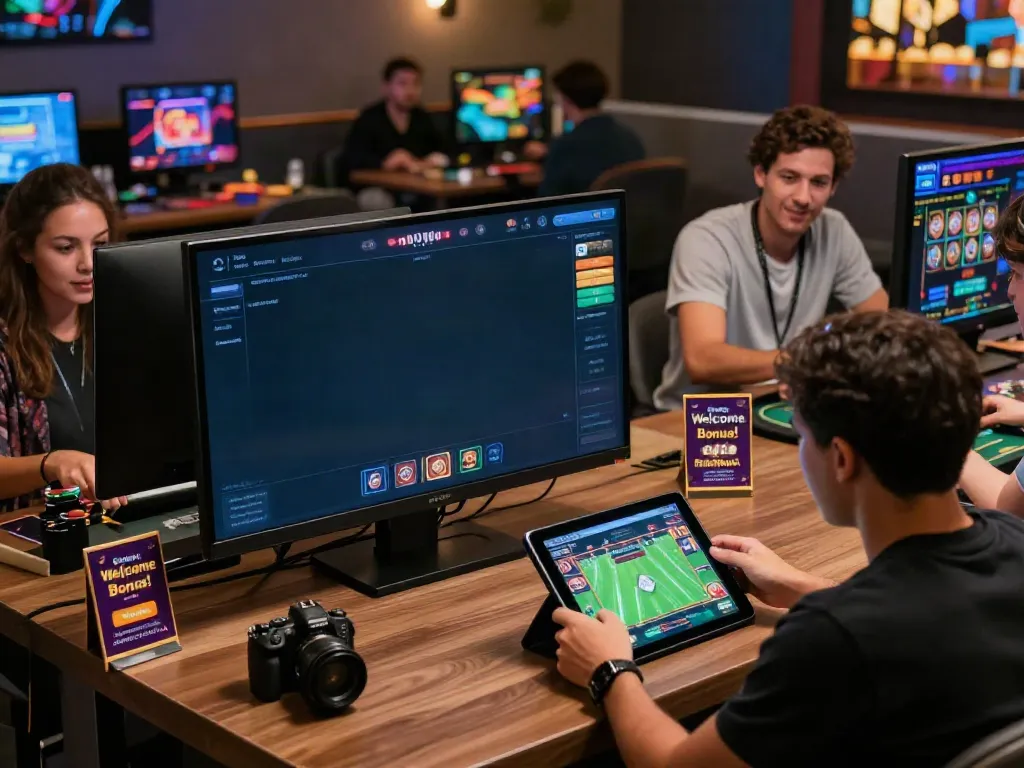 Exciting online betting scene at https://tx88bet.vip/ showcasing diverse players enjoying live dealer and sports betting features in a modern lounge.