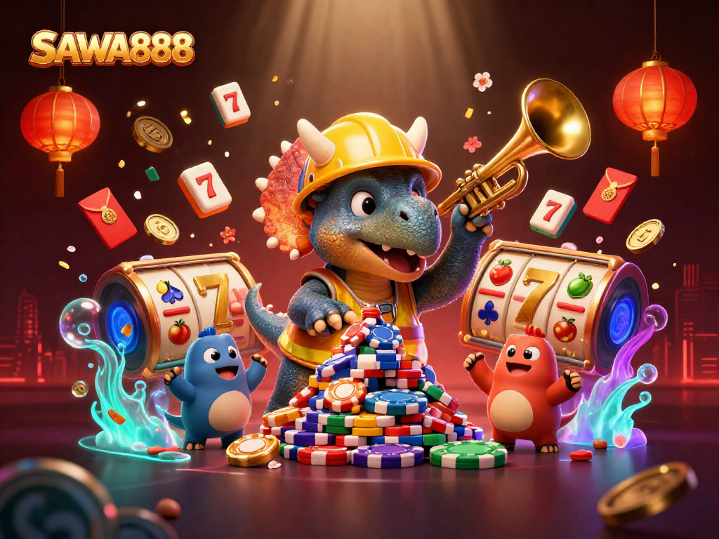 SAWA888 delivers an exciting casino experience with dynamic gameplay and vibrant visuals, featuring themed slot elements.