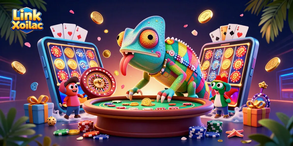 Link Xoilac chameleon casino owner captures golden coins, enhancing the gaming atmosphere.